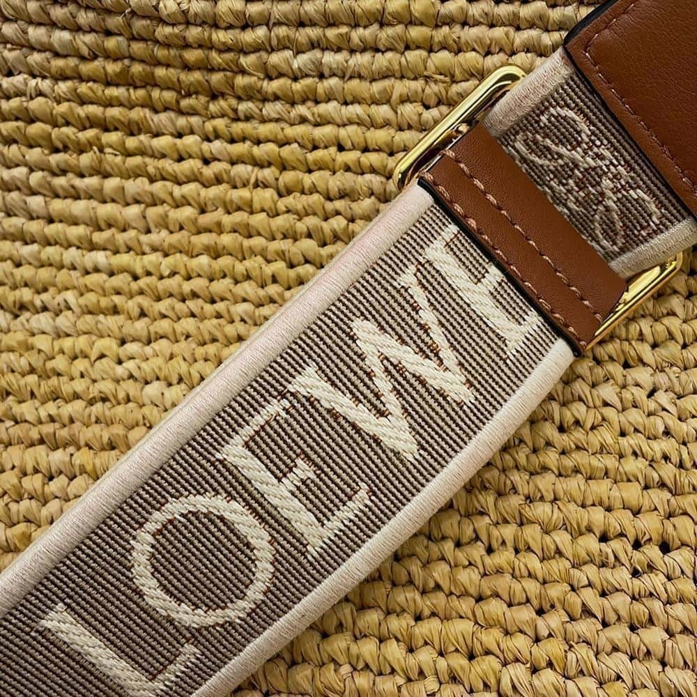 Loewe Tote Bag Slit Raffia Leather Shoulder Basket - Picture 11 of 12